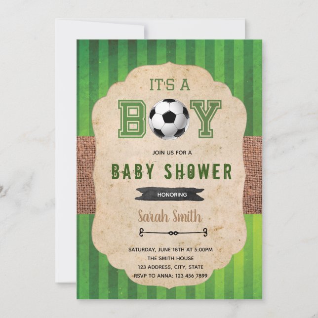 Soccer football baby shower party invitation (Front)
