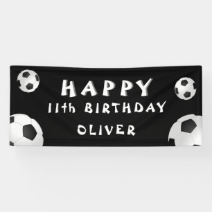 Soccer Football Ball Black Sports Birthday Party Banner