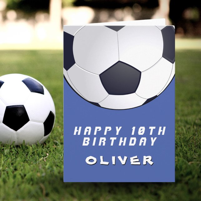 Soccer Football Ball Blue Boy Happy Birthday Card (Creator Uploaded)