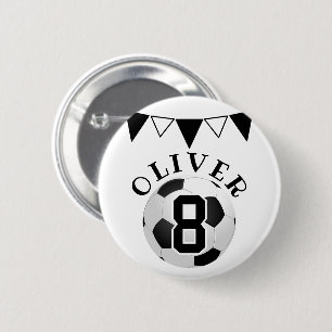 Soccer Football Ball Bunting Flags Kids Birthday  6 Cm Round Badge
