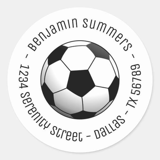 Soccer Football Ball Custom Round Text Classic Round Sticker (Front)