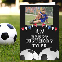 Soccer Football Ball Flags Black Photo Birthday