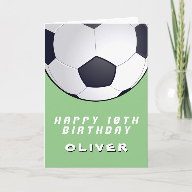 Soccer Football Ball Green Boy Happy Birthday Card (Front)