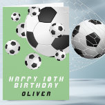 Soccer Football Ball Green Kids Boy Happy Birthday Card<br><div class="desc">Soccer Football Ball Green Kids Boy Happy Birthday Card. Personalise with your name and make a cool birthday greeting card for a soccer football player or soccer football fan.</div>