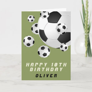 Soccer Football Ball Green Kids Boy Happy Birthday Card