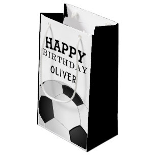 Soccer Football Ball Happy Birthday Kids Name Small Gift Bag