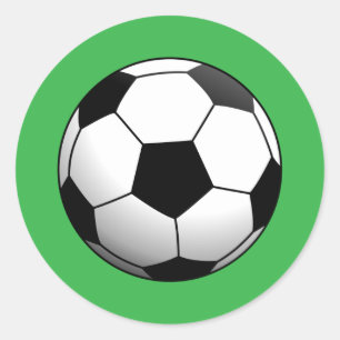 Soccer Football Ball on Green Classic Round Sticker