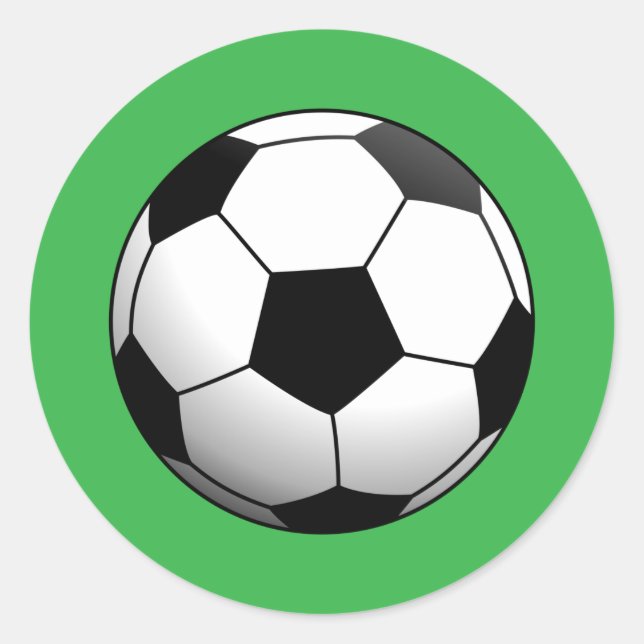 Soccer Football Ball on Green Classic Round Sticker (Front)