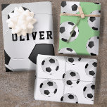 Soccer Football Ball Pattern Kids Name Birthday Wrapping Paper Sheet<br><div class="desc">Soccer Football Ball Pattern Kids Name Birthday Wrapping Paper Sheets. Personalise with your name or erase the text.</div>