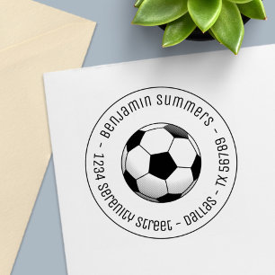 Soccer Football Ball Round Address Self-inking Stamp