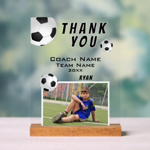 Soccer Football Ball Sports Coach Photo Thank you Acrylic Sign