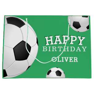 Soccer Football Ball Sports Happy Birthday Name Large Gift Bag