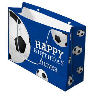Soccer Football Ball Sports Happy Birthday Name Large Gift Bag