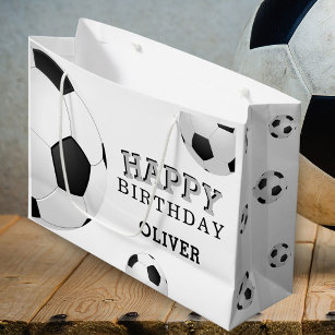 Soccer Football Ball Sports Happy Birthday Name Large Gift Bag