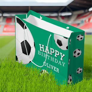 Soccer Football Ball Sports Happy Birthday Name Large Gift Bag