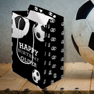 Soccer Football Ball Sports Happy Birthday Name Medium Gift Bag