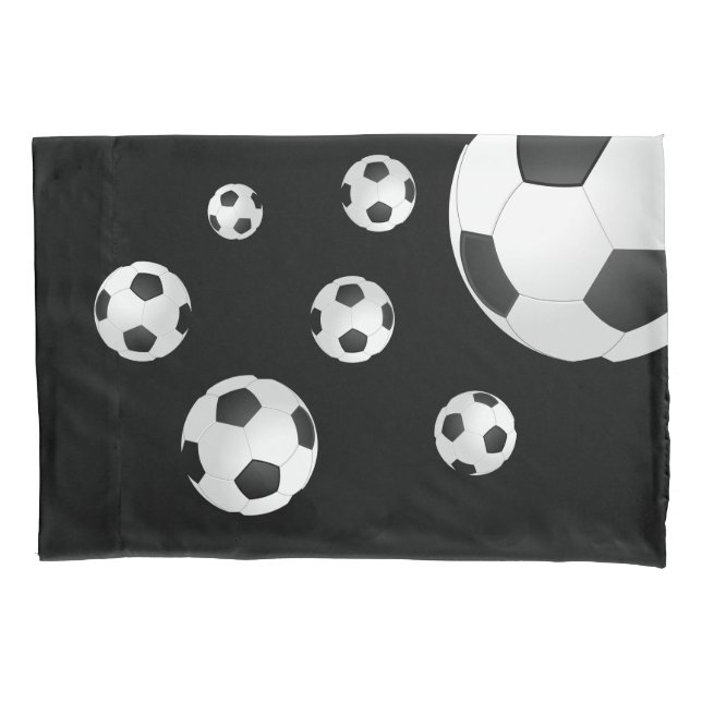 Soccer Football Balls Black Kids Boy Pillowcase (Front)