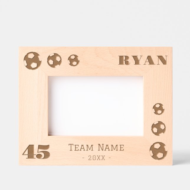Soccer Football Balls Player Number Team Name  Etched Frames (Front)