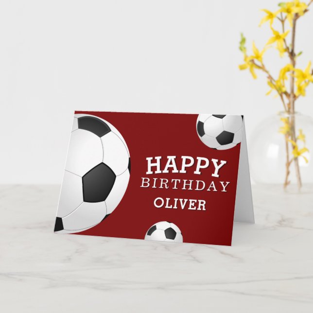 Soccer Football Balls Sports Happy Birthday Kids Card (Yellow Flower)