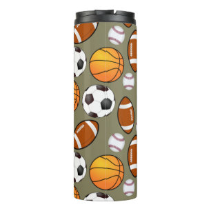 Soccer Football Baseball basketball Sport Pattern Thermal Tumbler
