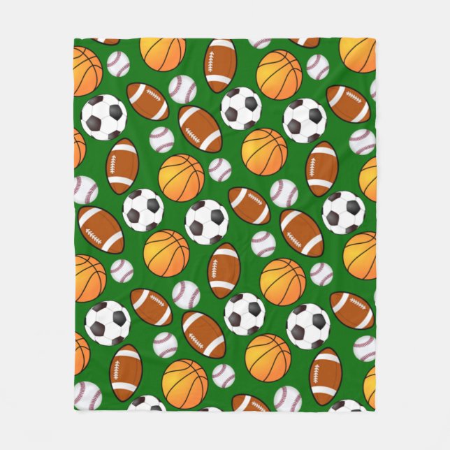 Soccer Football Baseball basketball Sports theme Fleece Blanket (Front)