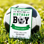Soccer Football Bday Boy 1st Birthday Party Invitation<br><div class="desc">Green black and white soccer / football 1st birthday party invitation for a boy child.  Personalise it with your bday party details.  Great for sports fans and players.</div>