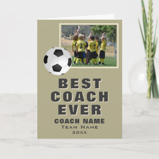 Soccer Football Best Coach Ever Team Photo Thank You Card