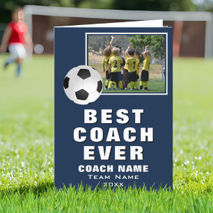 Soccer Football Best Coach Ever Team Photo Thank You Card