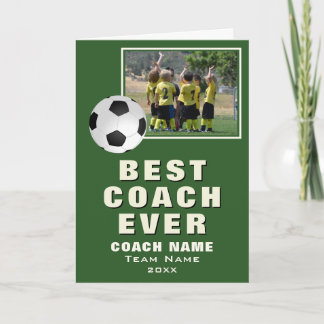 Soccer Football Best Coach Ever Team Photo Thank You Card