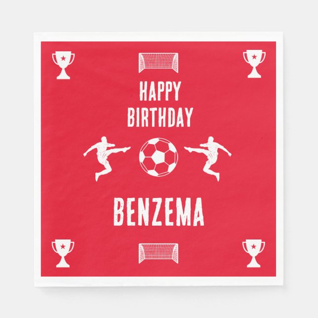 Soccer Football  Birthday  Banner Napkin (Front)