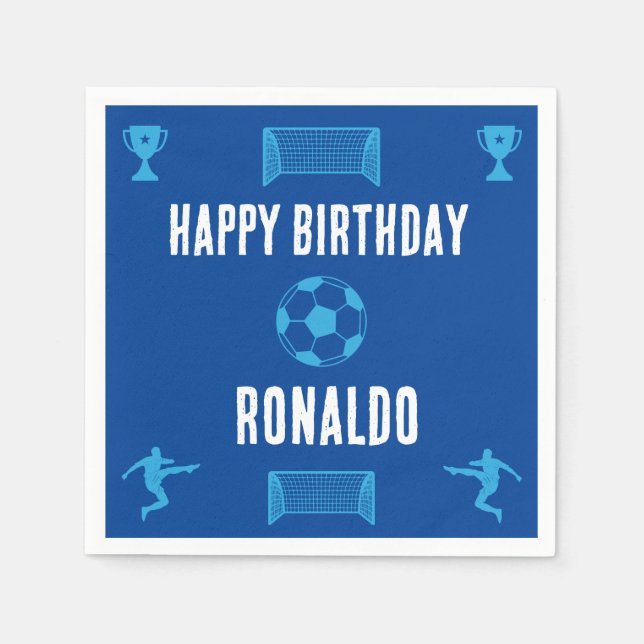 Soccer Football  Birthday  Banner Napkin (Front)