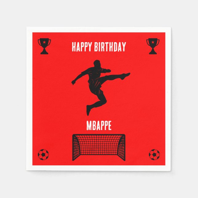 Soccer Football  Birthday  Banner Napkin (Front)