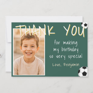 Soccer Football Birthday Boy Photo Thank You Card