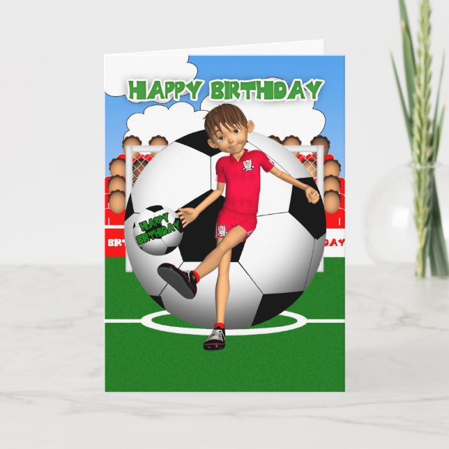 Soccer Football Birthday Greeting Card (Front)