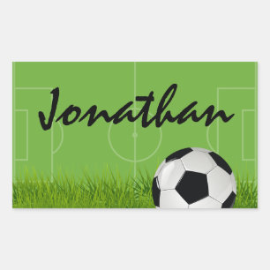 Soccer Football Birthday Party Bag Name Rectangular Sticker