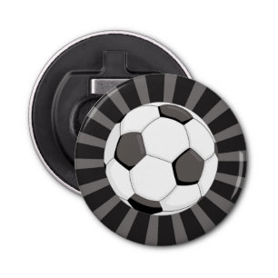 Soccer Football Black Grey Rays   Sports Bottle Opener