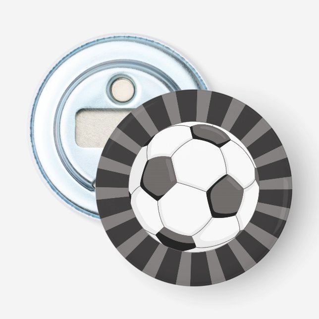 Soccer Football Black Grey Rays | Sports Bottle Opener (Front)