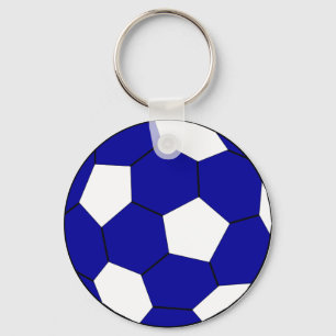 Soccer football blue and white key ring