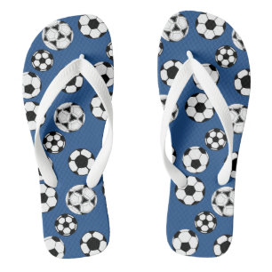 Soccer football blues flip flops