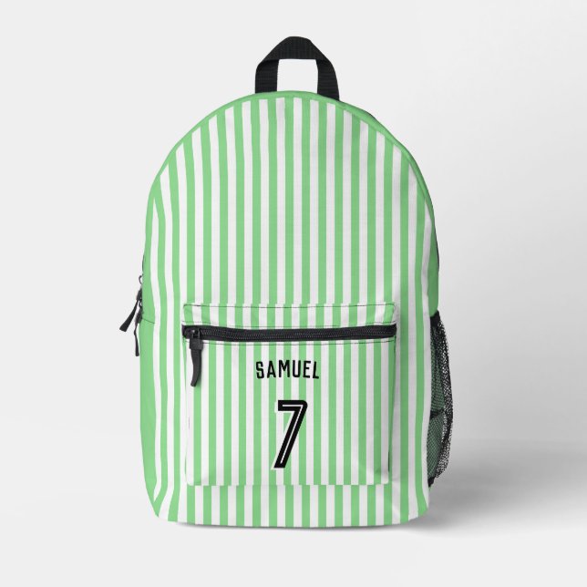 Soccer Football Boy Custom Player & Number Printed Backpack (Front)