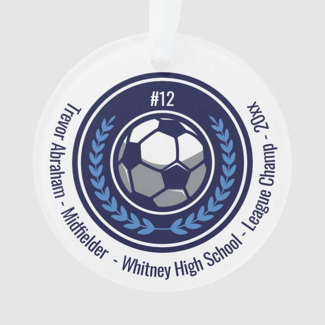 Soccer Football Champion Team Monogram Ornament (Front)