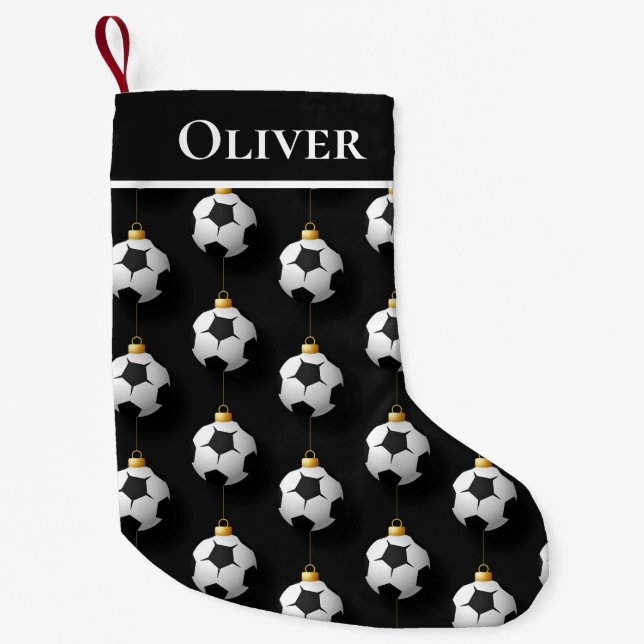 Soccer Football Christmas Holiday Decorations Name Small Christmas Stocking (Front)
