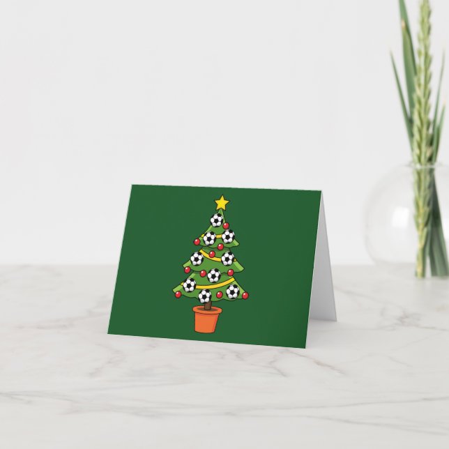 Soccer Football Christmas Tree Card (Front)