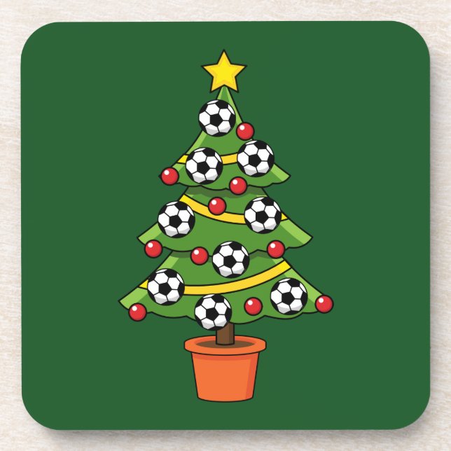 Soccer Football Christmas Tree Coaster (Front)