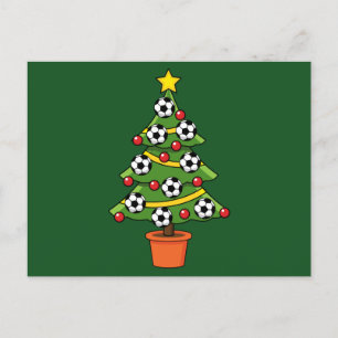 Soccer Football Christmas Tree Holiday Postcard