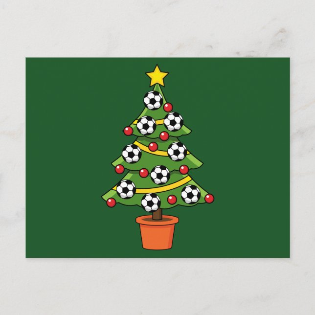 Soccer Football Christmas Tree Holiday Postcard (Front)