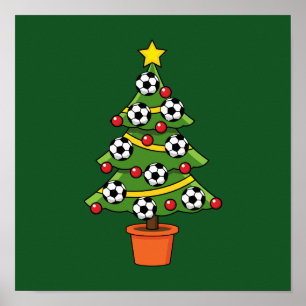 Soccer Football Christmas Tree Poster
