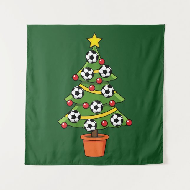 Soccer Football Christmas Tree Tapestry (Front)