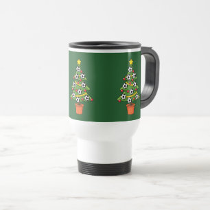 Soccer Football Christmas Tree Travel Mug