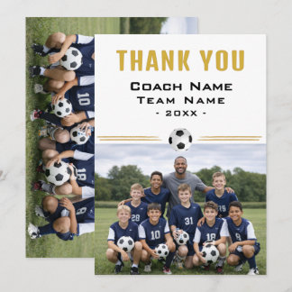 Soccer Football Coach Team Photo Thank you Card